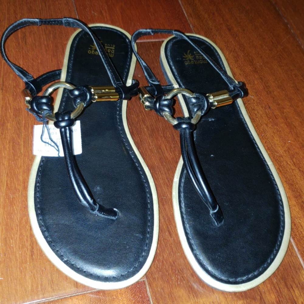 NWT. Black and Gold Sandals.